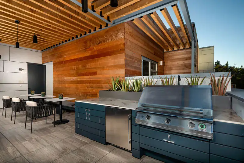 Grilling Station with an outdoor seating area