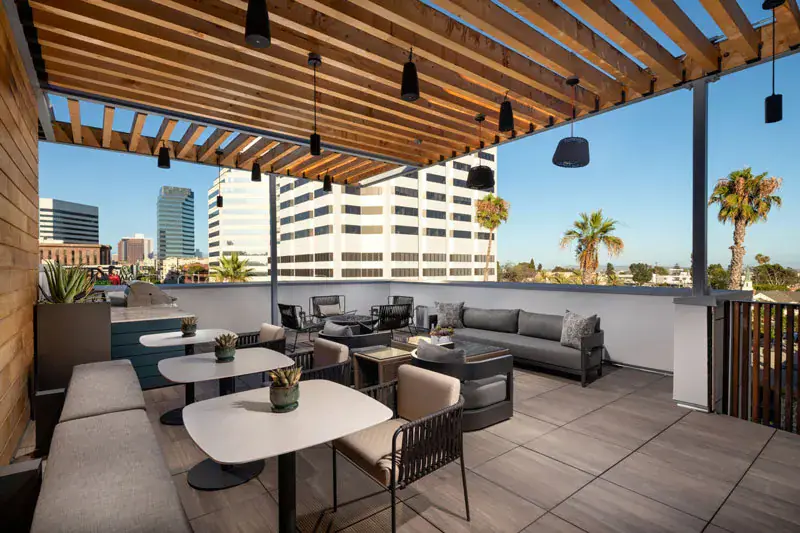 Enjoy city views from our rooftop